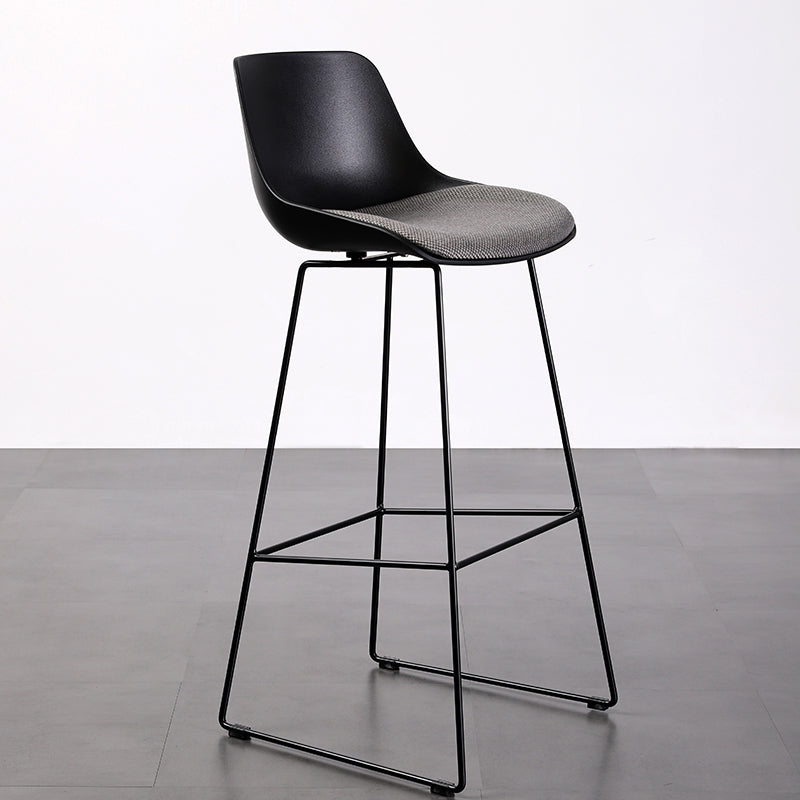 Contemporary Upholstered Backrest Armless Bar Stools with Metal Base