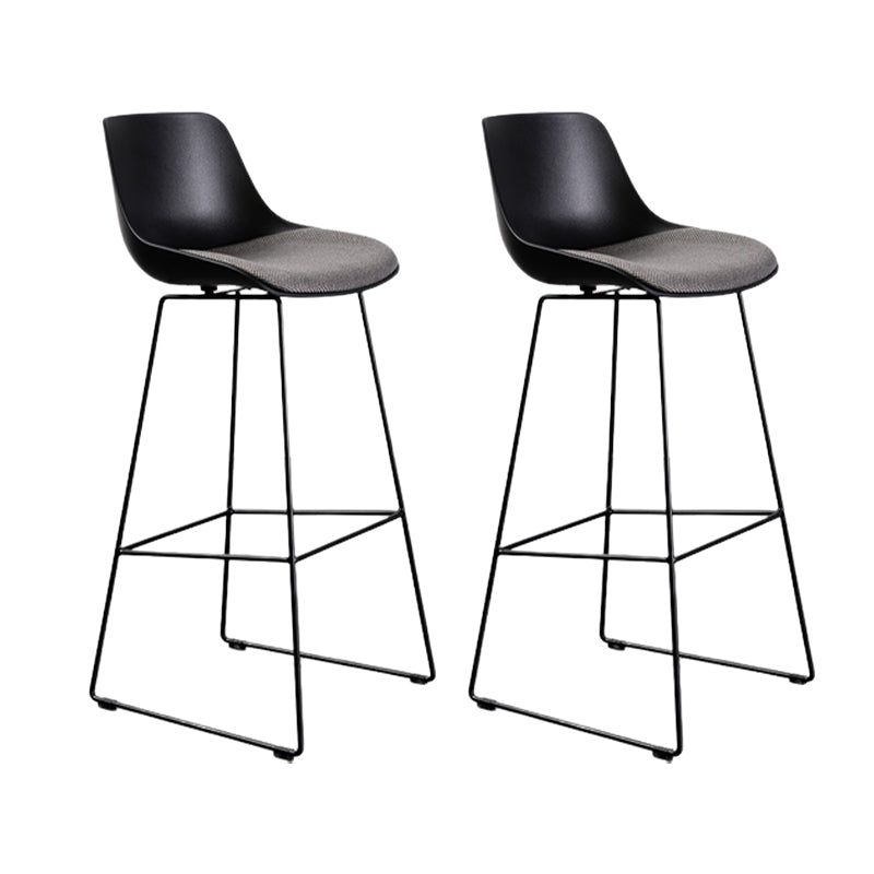 Contemporary Upholstered Backrest Armless Bar Stools with Metal Base