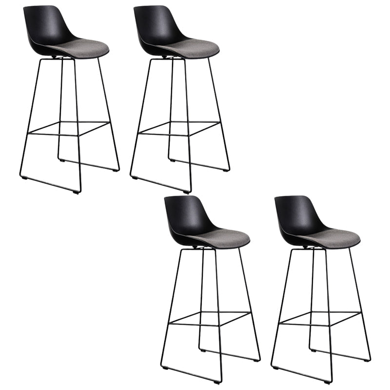 Contemporary Upholstered Backrest Armless Bar Stools with Metal Base