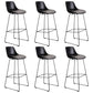 Contemporary Upholstered Backrest Armless Bar Stools with Metal Base
