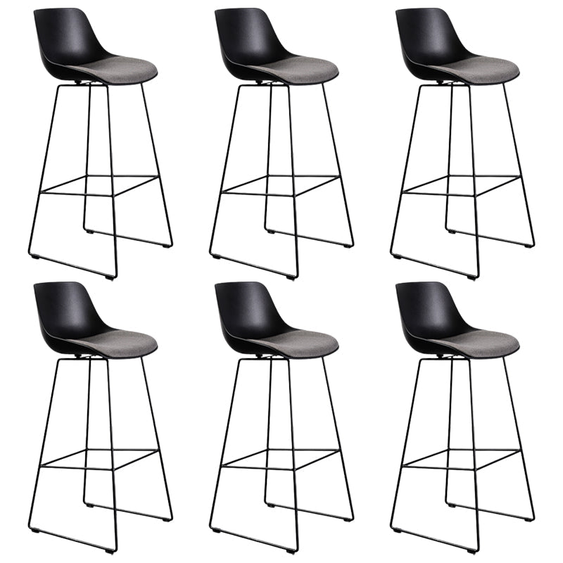 Contemporary Upholstered Backrest Armless Bar Stools with Metal Base
