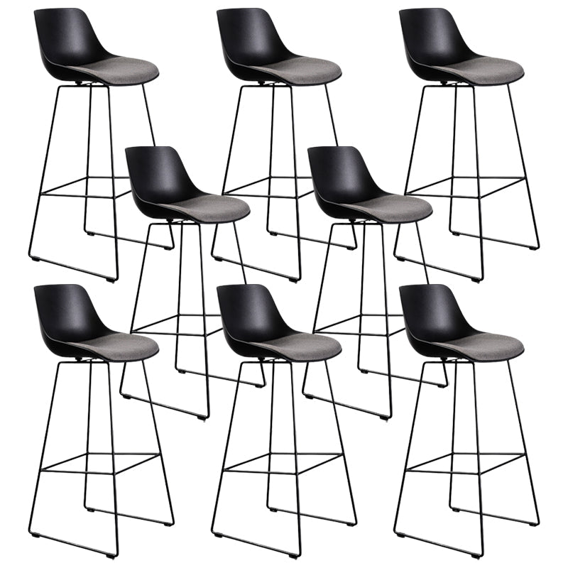 Contemporary Upholstered Backrest Armless Bar Stools with Metal Base