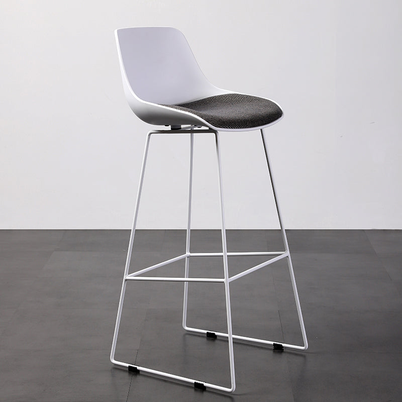 Contemporary Upholstered Backrest Armless Bar Stools with Metal Base