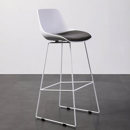 Contemporary Upholstered Backrest Armless Bar Stools with Metal Base
