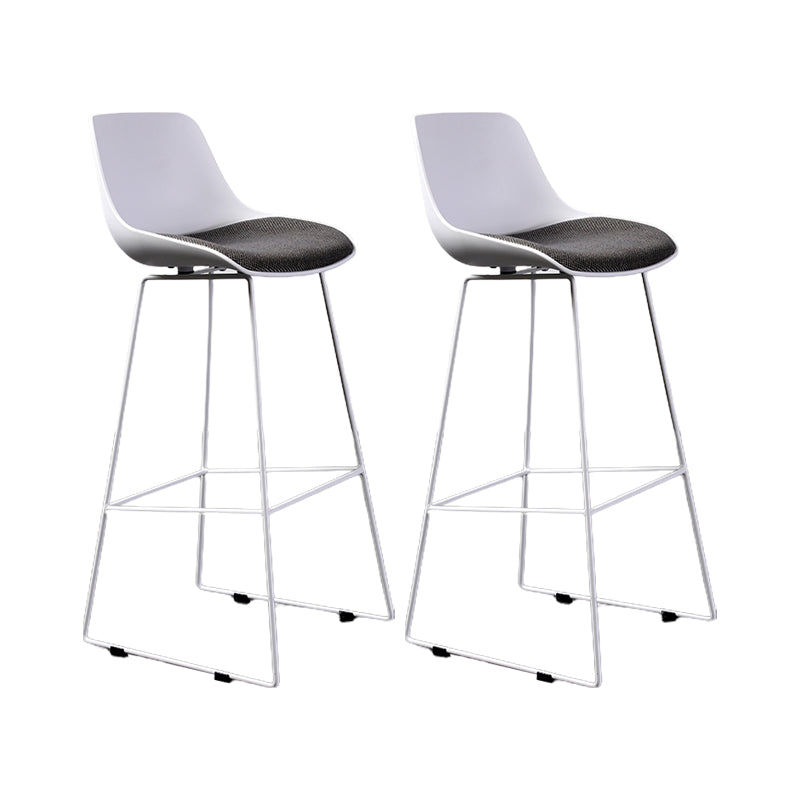 Contemporary Upholstered Backrest Armless Bar Stools with Metal Base