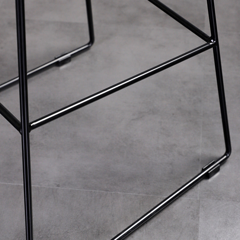 Contemporary Upholstered Backrest Armless Bar Stools with Metal Base