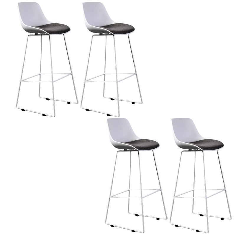 Contemporary Upholstered Backrest Armless Bar Stools with Metal Base