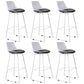 Contemporary Upholstered Backrest Armless Bar Stools with Metal Base