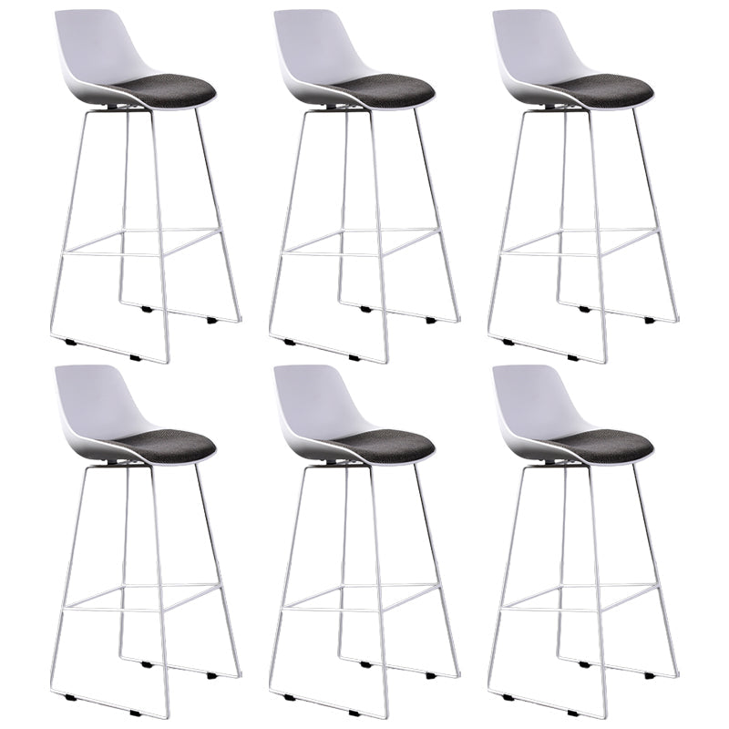 Contemporary Upholstered Backrest Armless Bar Stools with Metal Base