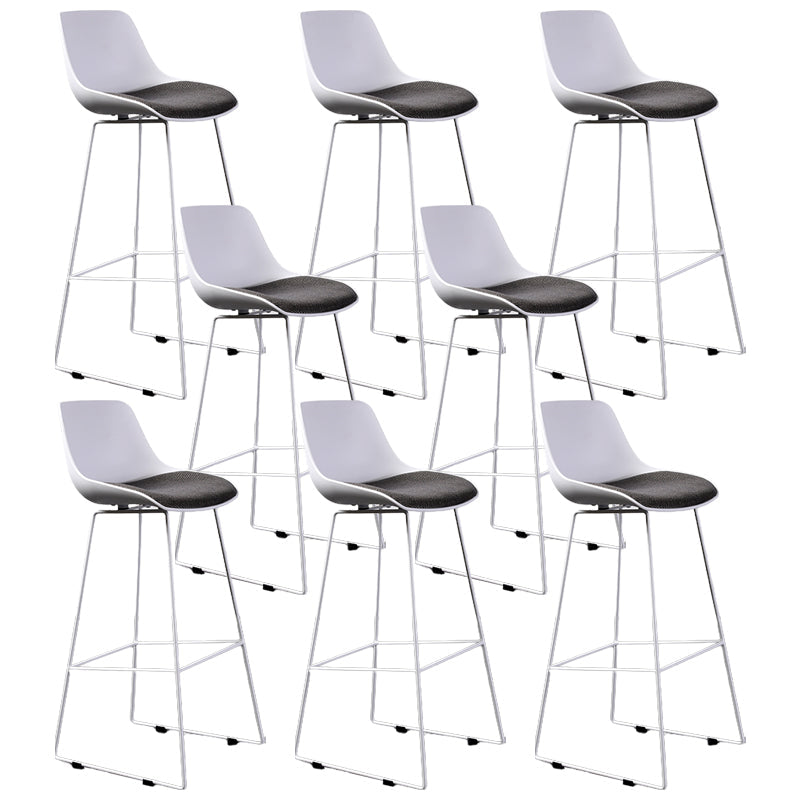 Contemporary Upholstered Backrest Armless Bar Stools with Metal Base
