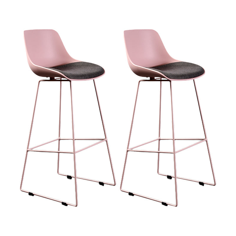 Contemporary Upholstered Backrest Armless Bar Stools with Metal Base