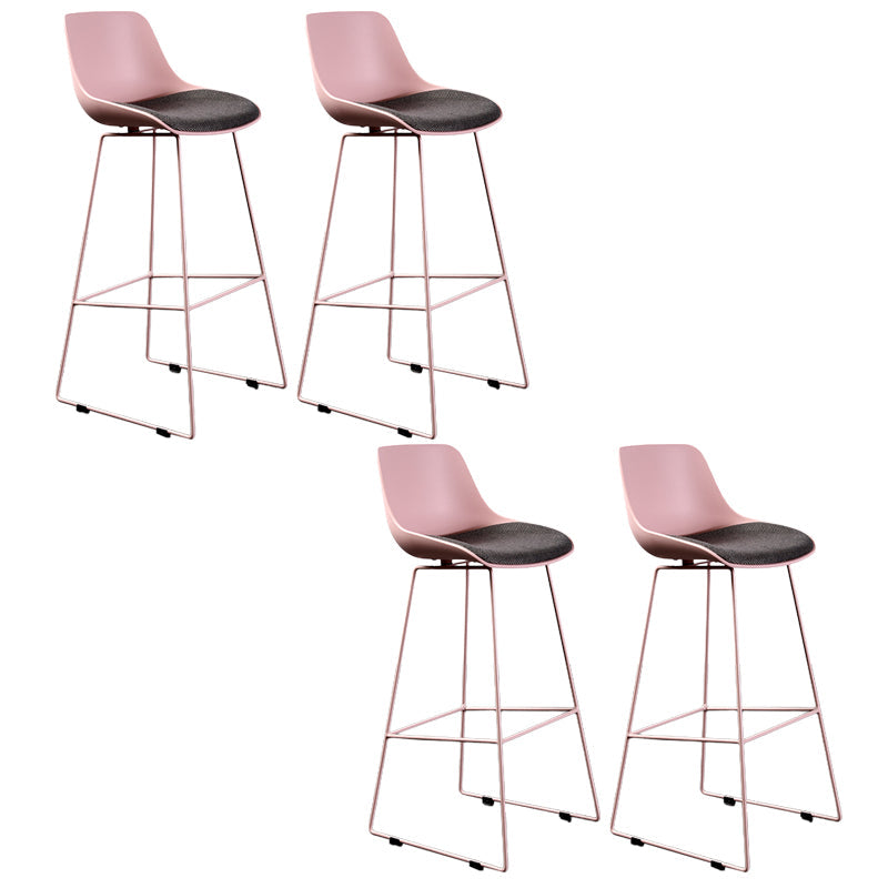 Contemporary Upholstered Backrest Armless Bar Stools with Metal Base