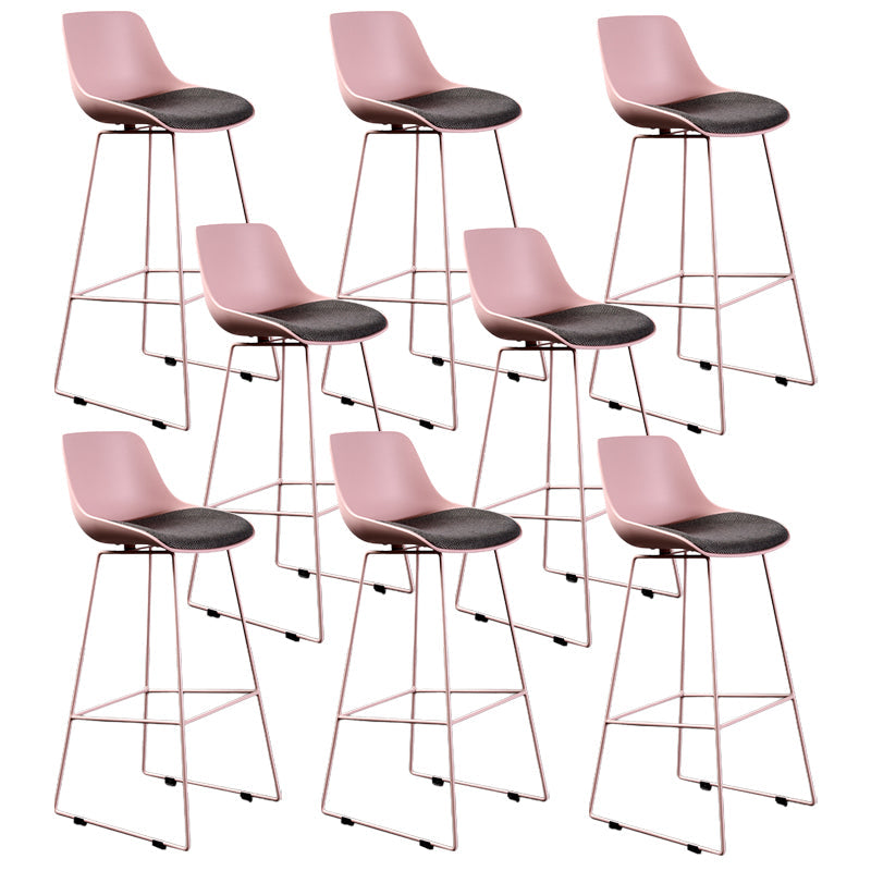 Contemporary Upholstered Backrest Armless Bar Stools with Metal Base