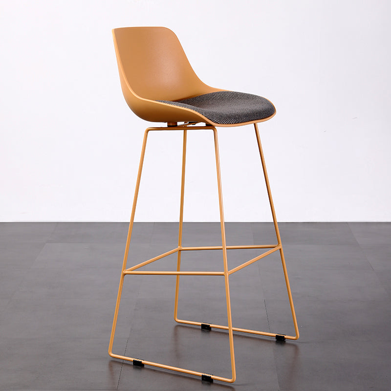 Contemporary Upholstered Backrest Armless Bar Stools with Metal Base