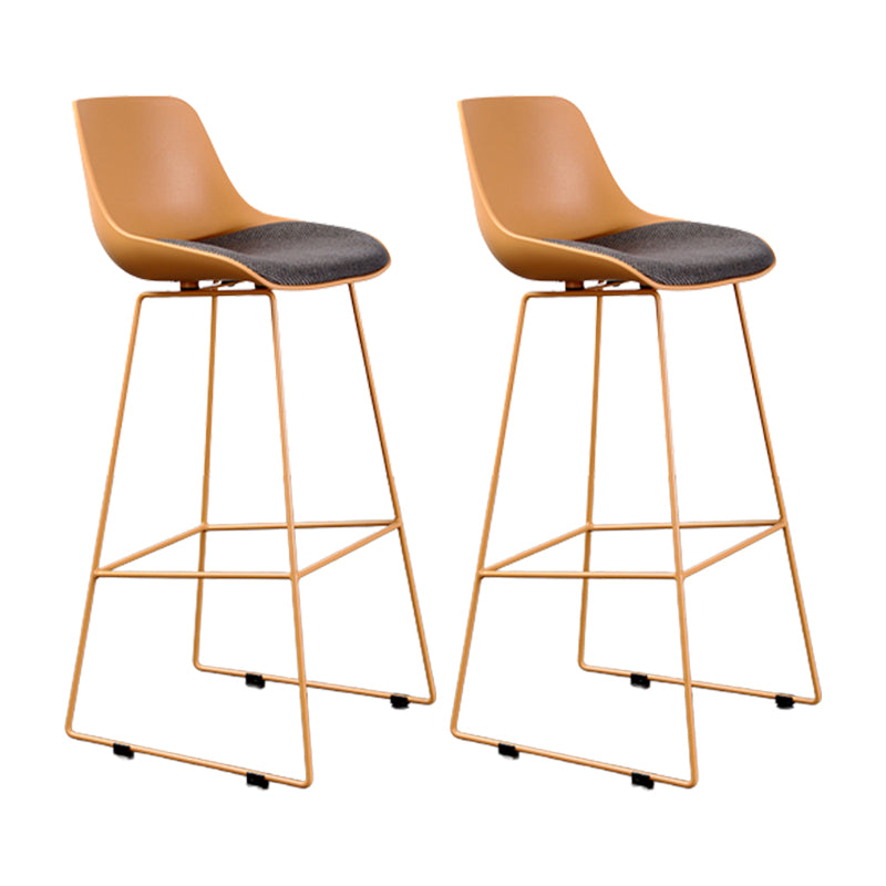 Contemporary Upholstered Backrest Armless Bar Stools with Metal Base