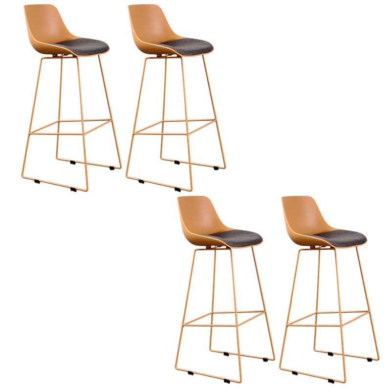 Contemporary Upholstered Backrest Armless Bar Stools with Metal Base