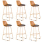Contemporary Upholstered Backrest Armless Bar Stools with Metal Base