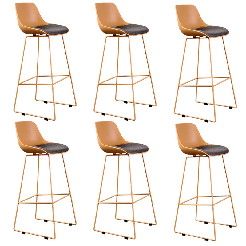 Contemporary Upholstered Backrest Armless Bar Stools with Metal Base