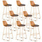 Contemporary Upholstered Backrest Armless Bar Stools with Metal Base
