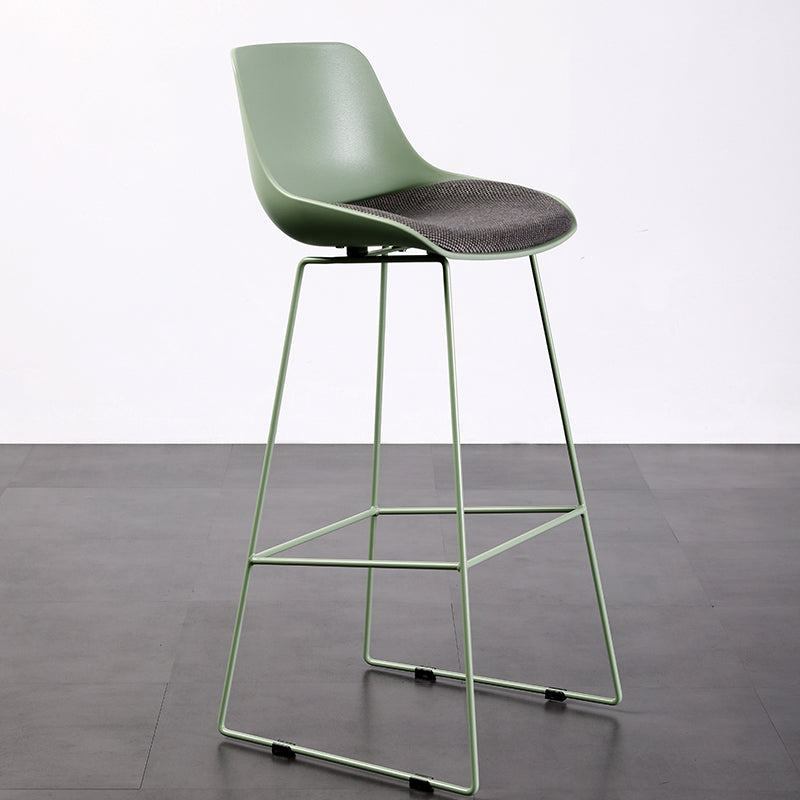 Contemporary Upholstered Backrest Armless Bar Stools with Metal Base