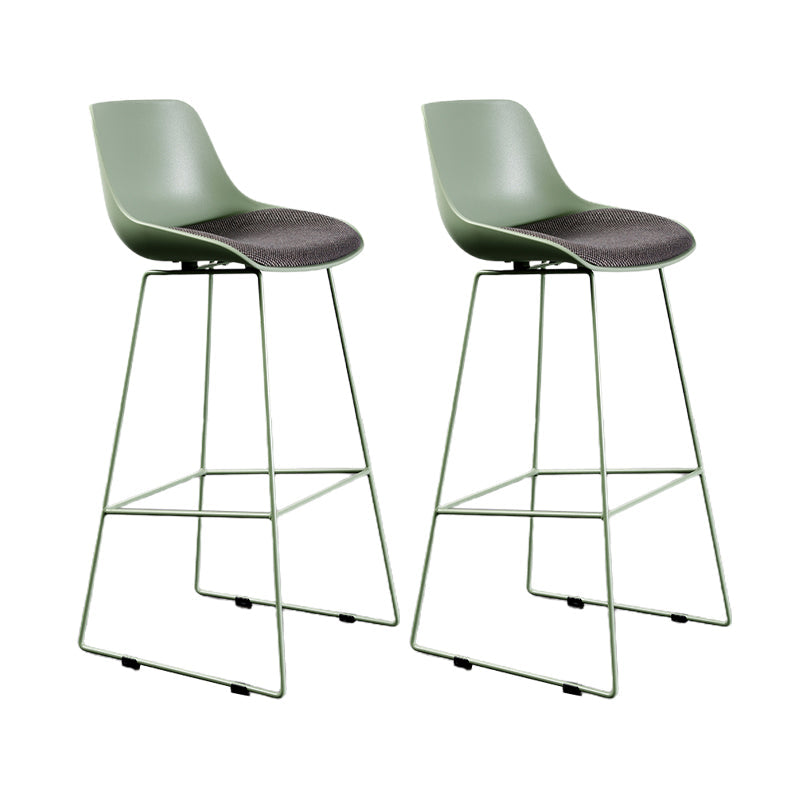 Contemporary Upholstered Backrest Armless Bar Stools with Metal Base