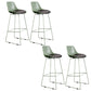 Contemporary Upholstered Backrest Armless Bar Stools with Metal Base