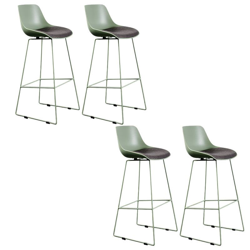 Contemporary Upholstered Backrest Armless Bar Stools with Metal Base