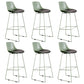 Contemporary Upholstered Backrest Armless Bar Stools with Metal Base