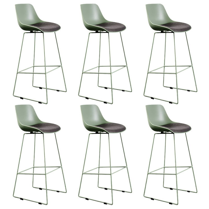 Contemporary Upholstered Backrest Armless Bar Stools with Metal Base