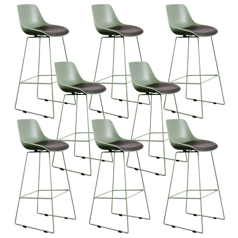 Contemporary Upholstered Backrest Armless Bar Stools with Metal Base