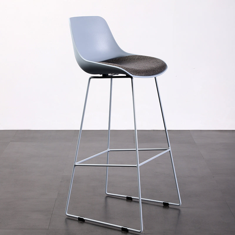 Contemporary Upholstered Backrest Armless Bar Stools with Metal Base
