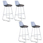 Contemporary Upholstered Backrest Armless Bar Stools with Metal Base