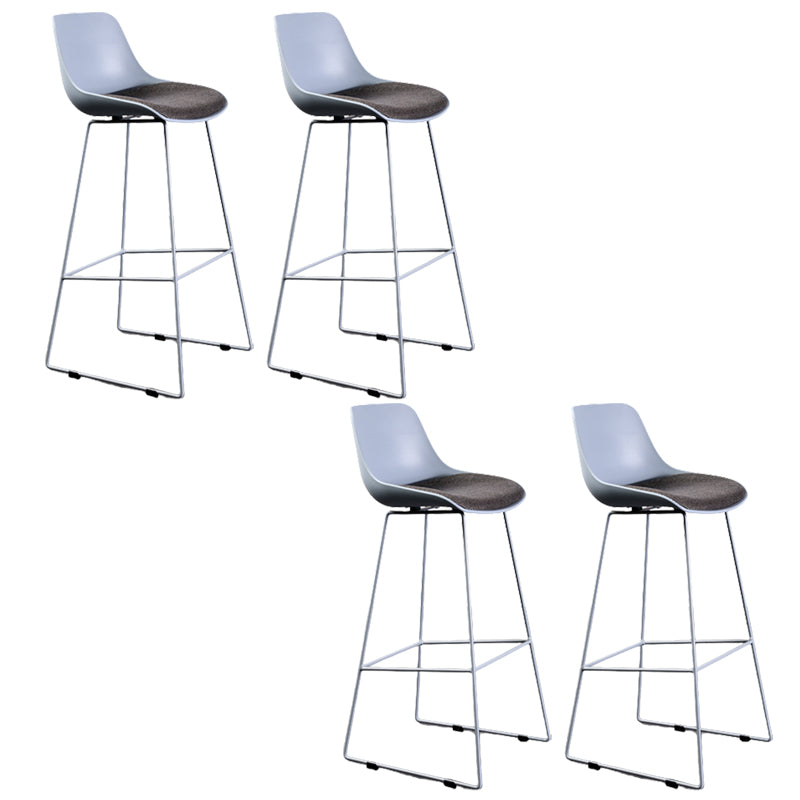Contemporary Upholstered Backrest Armless Bar Stools with Metal Base