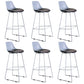 Contemporary Upholstered Backrest Armless Bar Stools with Metal Base