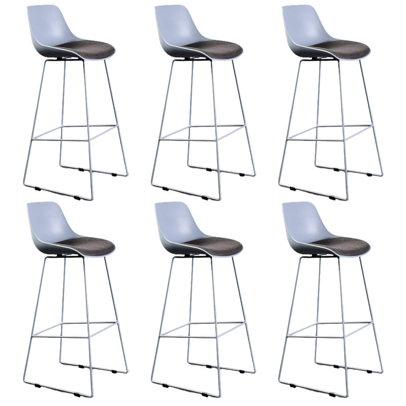 Contemporary Upholstered Backrest Armless Bar Stools with Metal Base