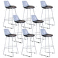 Contemporary Upholstered Backrest Armless Bar Stools with Metal Base