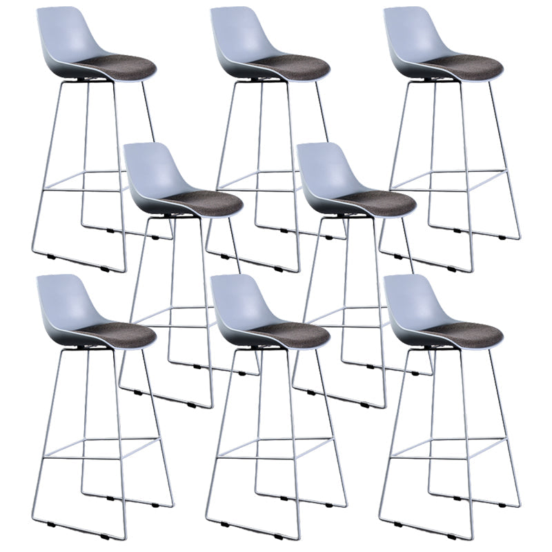 Contemporary Upholstered Backrest Armless Bar Stools with Metal Base