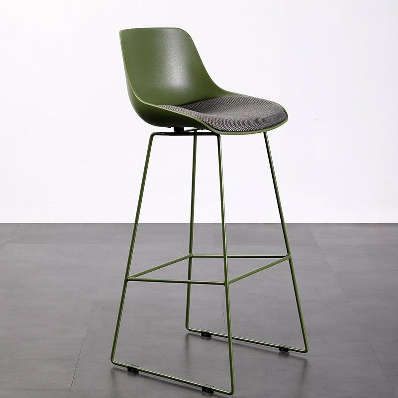 Contemporary Upholstered Backrest Armless Bar Stools with Metal Base