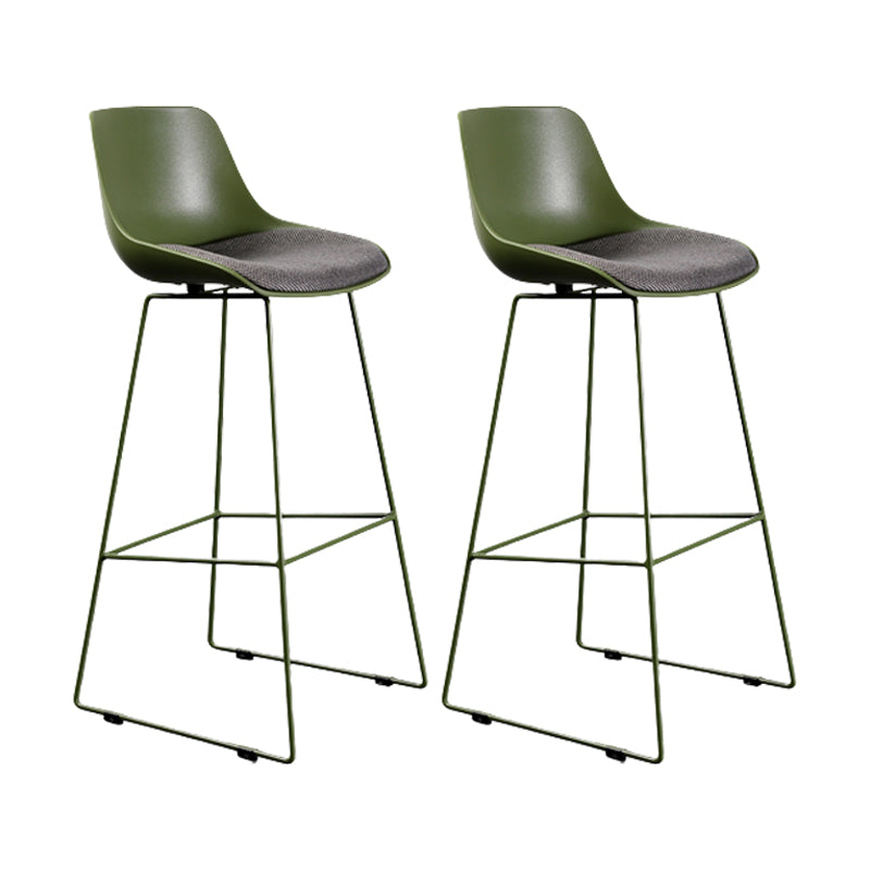 Contemporary Upholstered Backrest Armless Bar Stools with Metal Base