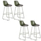 Contemporary Upholstered Backrest Armless Bar Stools with Metal Base