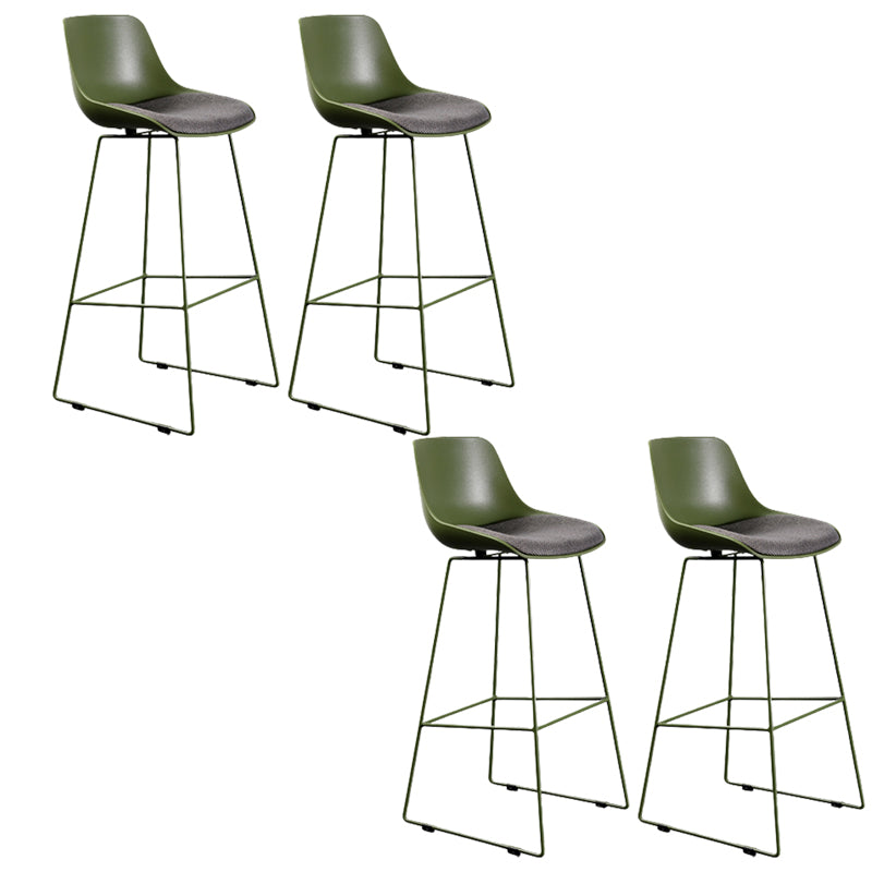 Contemporary Upholstered Backrest Armless Bar Stools with Metal Base