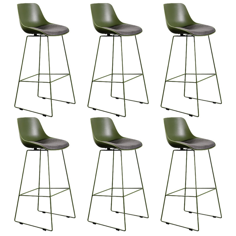 Contemporary Upholstered Backrest Armless Bar Stools with Metal Base
