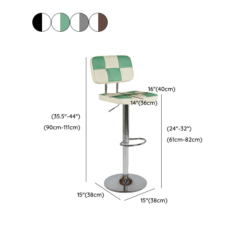 Modern Style Adjustable Backrest Counter High Stool with Leather Cushion