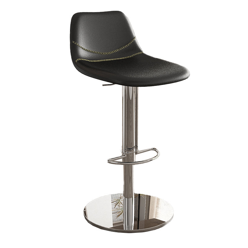 Contemporary Adjustable Backrest Counter High Stool with Leather Cushion