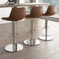 Contemporary Adjustable Backrest Counter High Stool with Leather Cushion