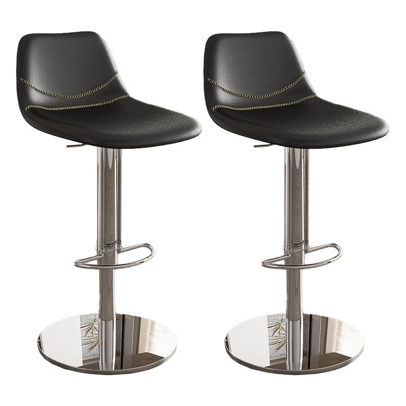 Contemporary Adjustable Backrest Counter High Stool with Leather Cushion