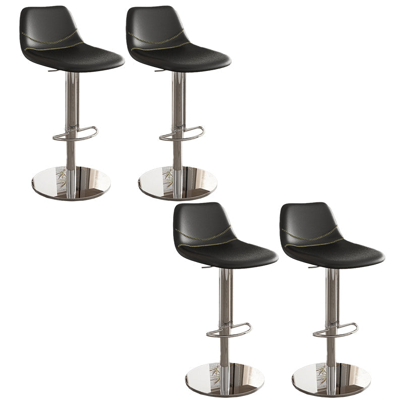 Contemporary Adjustable Backrest Counter High Stool with Leather Cushion