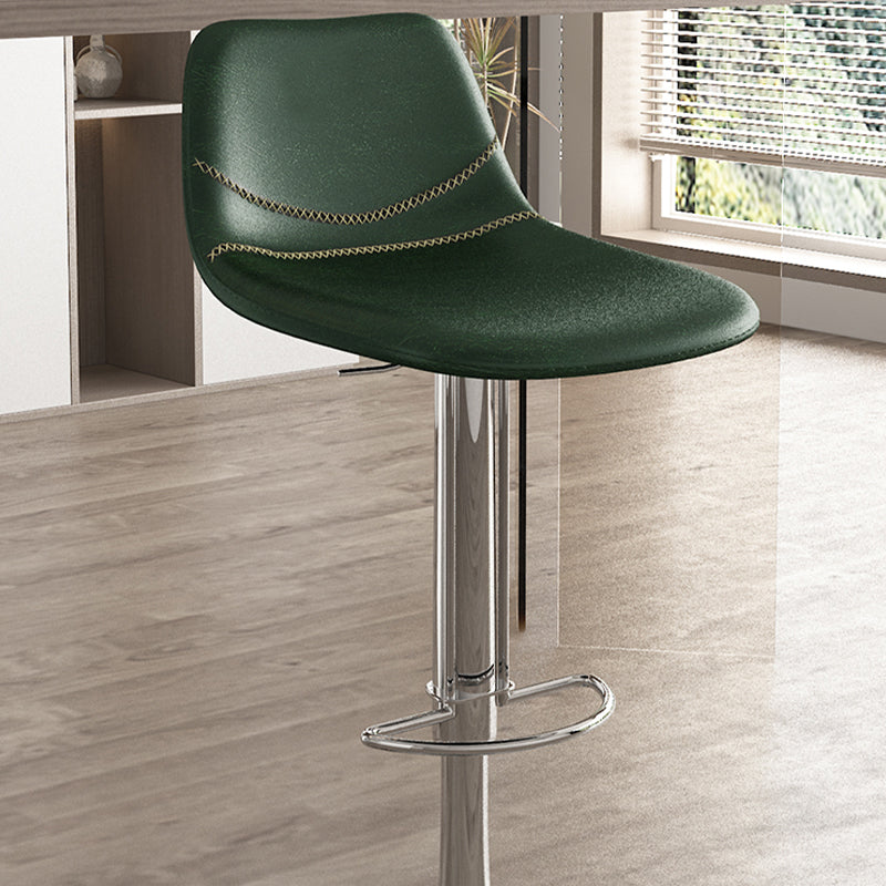 Contemporary Adjustable Backrest Counter High Stool with Leather Cushion