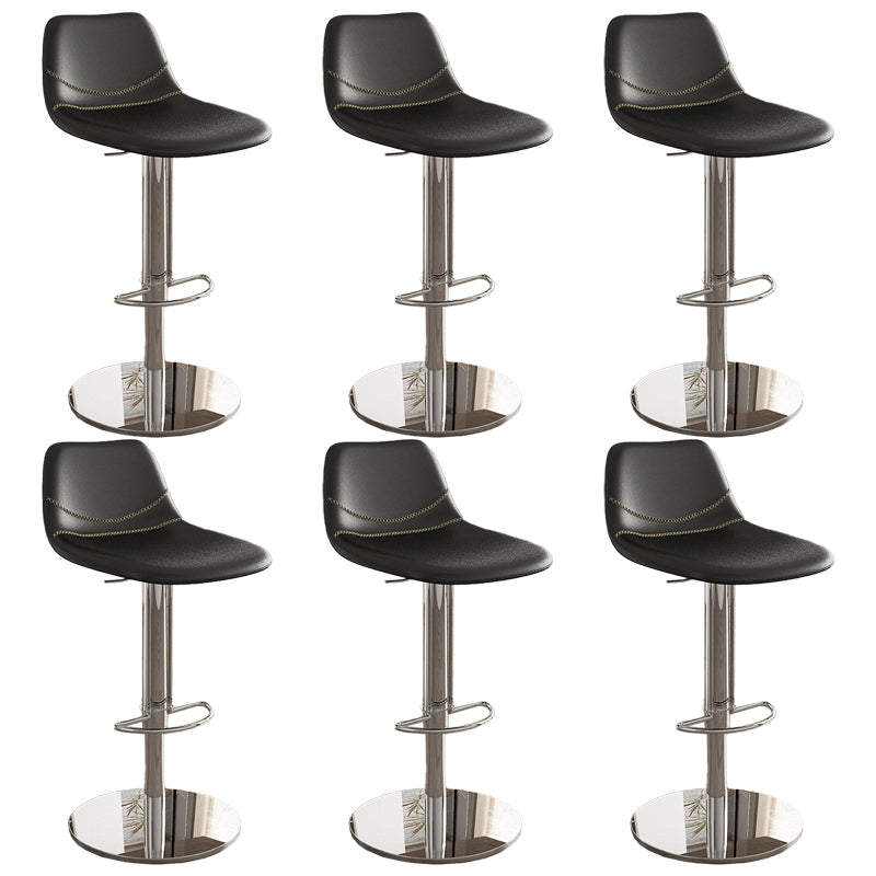 Contemporary Adjustable Backrest Counter High Stool with Leather Cushion