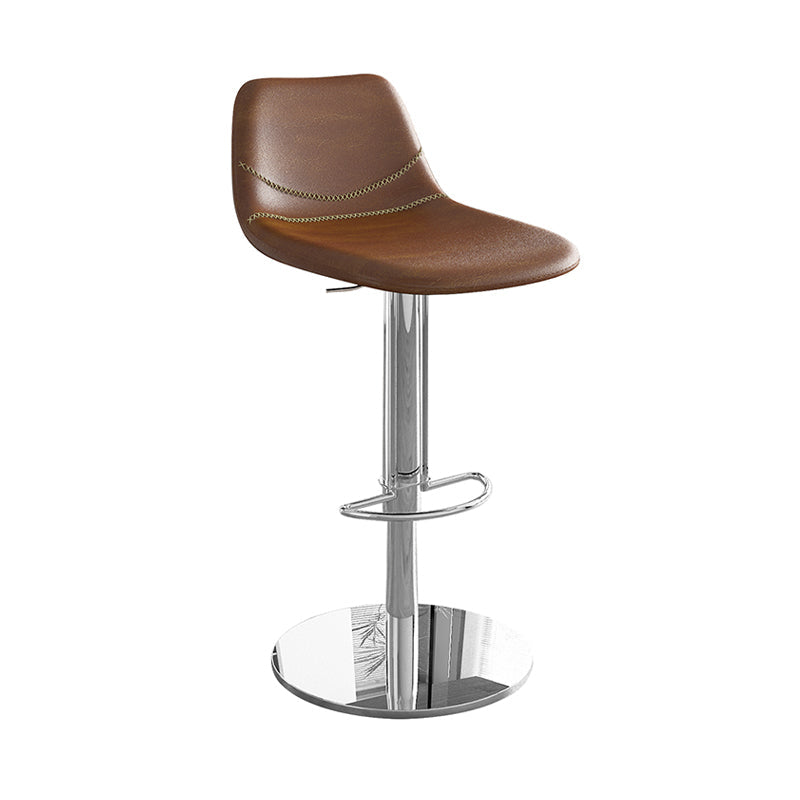Contemporary Adjustable Backrest Counter High Stool with Leather Cushion